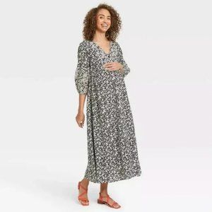 The Nines by Hatch Floral Maternity Maxi Dress Balloon Sleeve Maxi Dress Medium